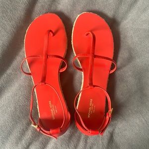 Michael Kors Collection red leather thong espadrille sandals
